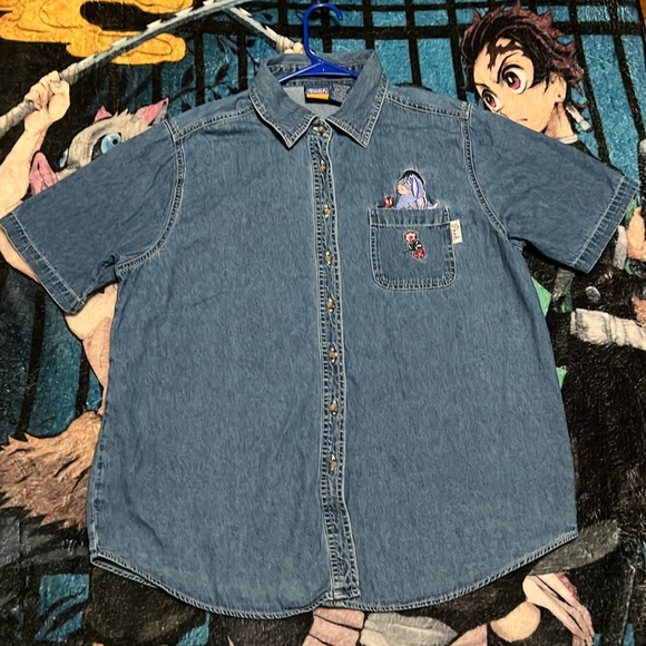 Disney Pooh Vintage Eeyore Denim Women's Button Up 14/16 - Picture 1 of 5